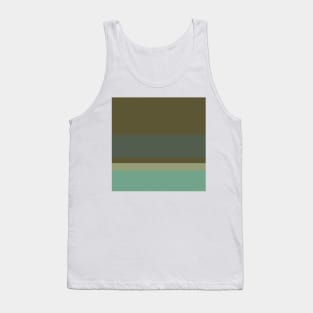 A cool combination of Soldier Green, Beige, Artichoke, Greyish Teal and Gunmetal stripes. Tank Top